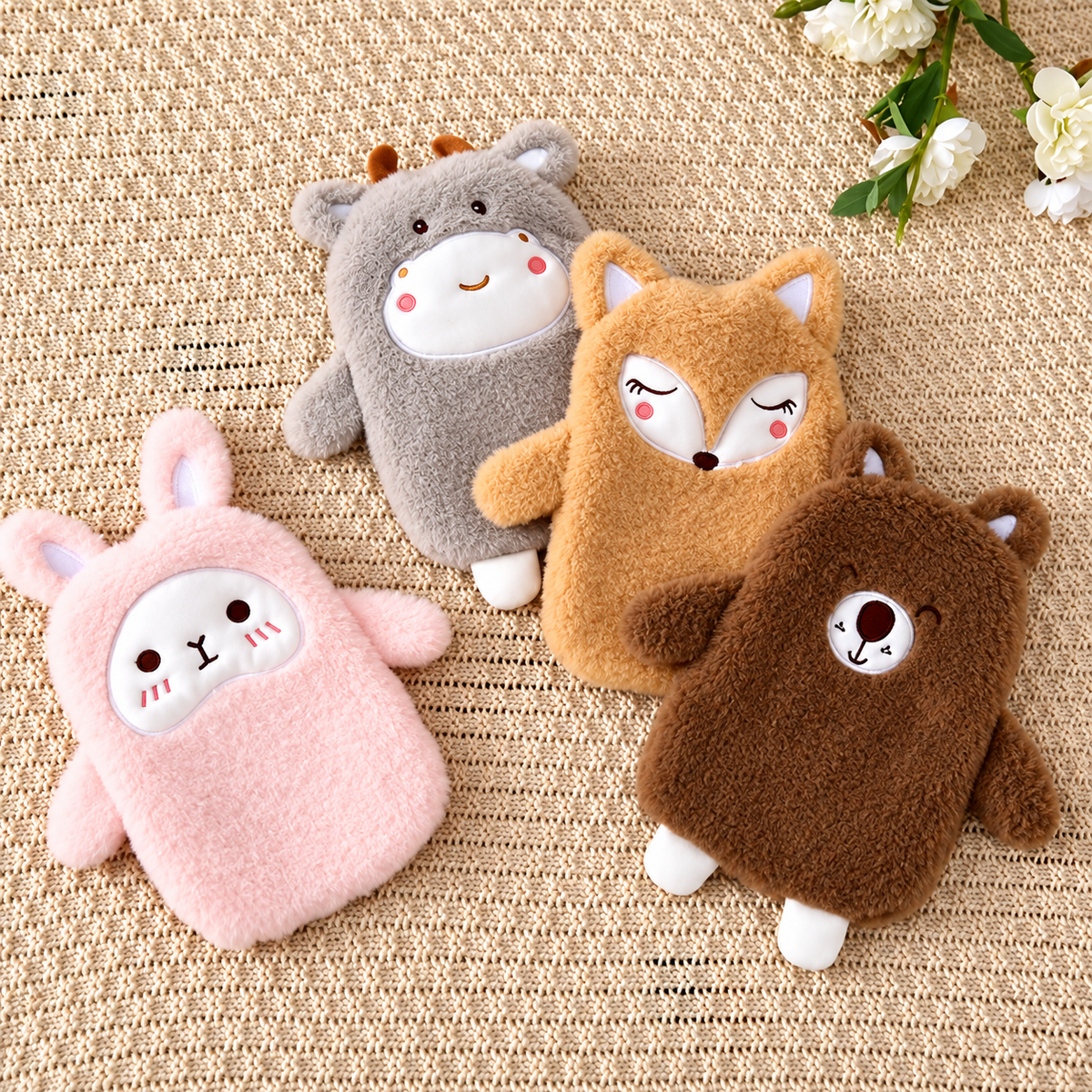Mini Bouillotte à Eau Peluche Animaux – Chaufferette Portable Mignonne