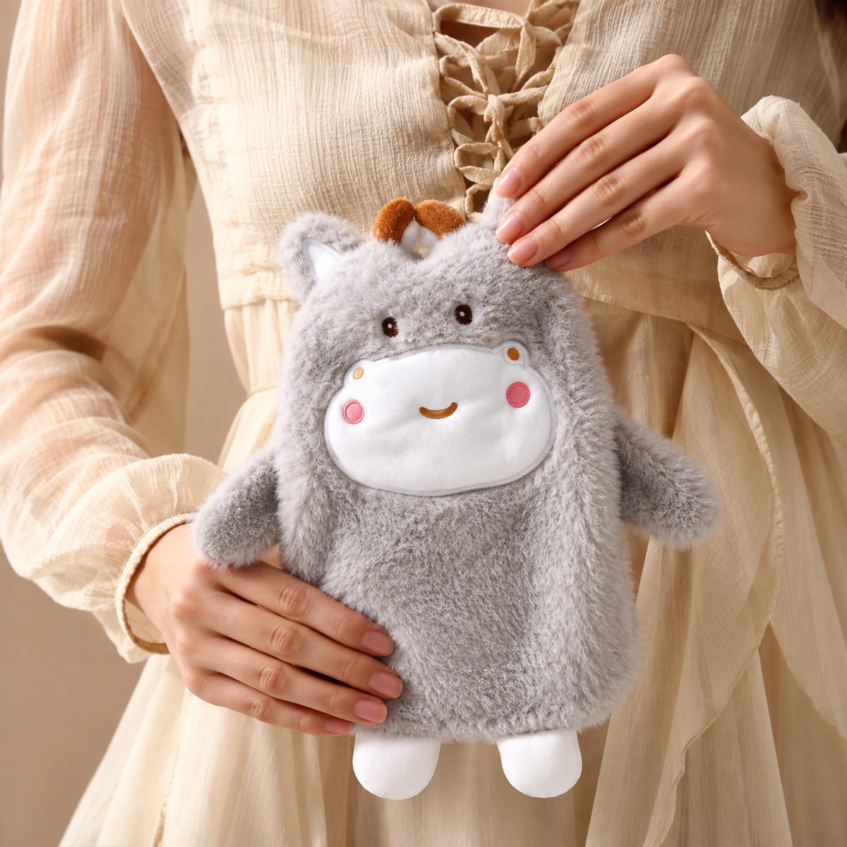 Mini Bouillotte à Eau Peluche Animaux – Chaufferette Portable Mignonne