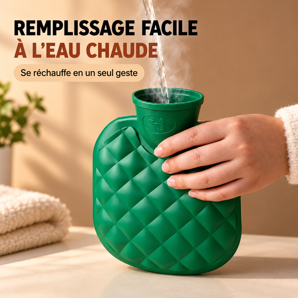 Bouillotte à Eau Relief Matelassé avec Housse Peluche