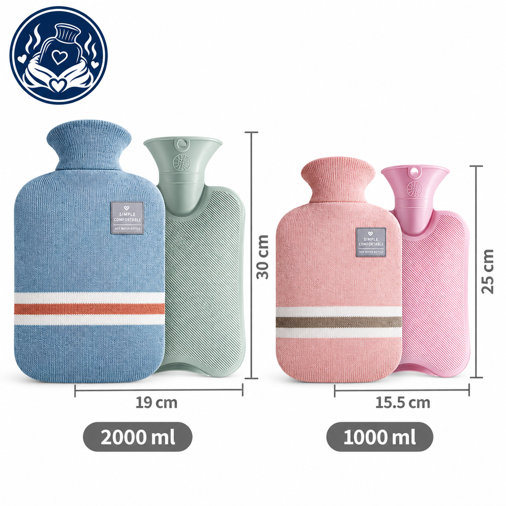Bouillotte à Eau 1L & 2L avec Housse Tricotée