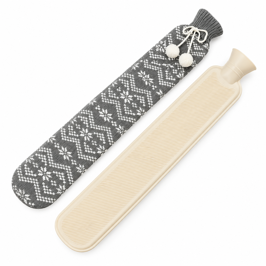 Bouillotte Longue 2L pour le Dos & Nuque avec Housse Tricotée