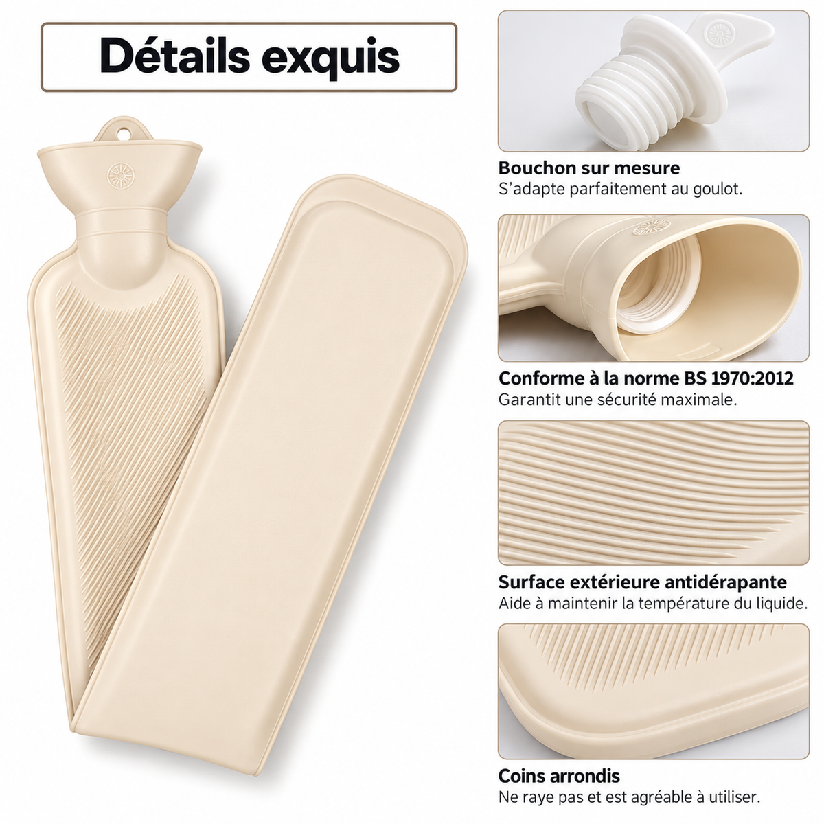 Bouillotte Longue 2L pour le Dos & Nuque avec Housse Tricotée