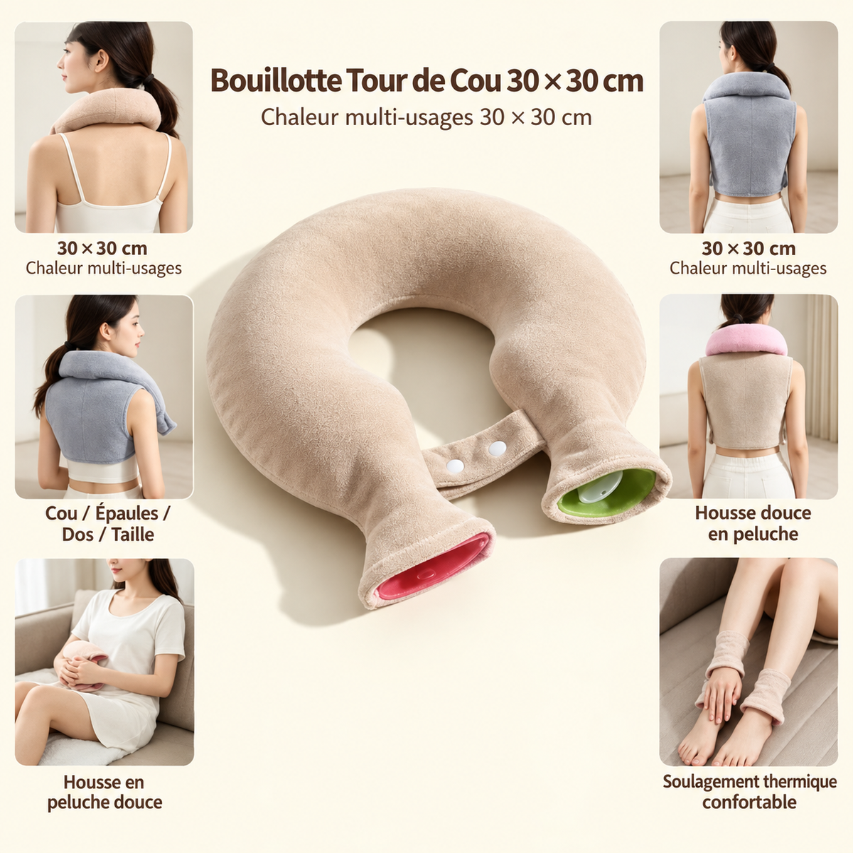 Bouillotte Cervicale Tour de Cou U-Shape Chauffante
