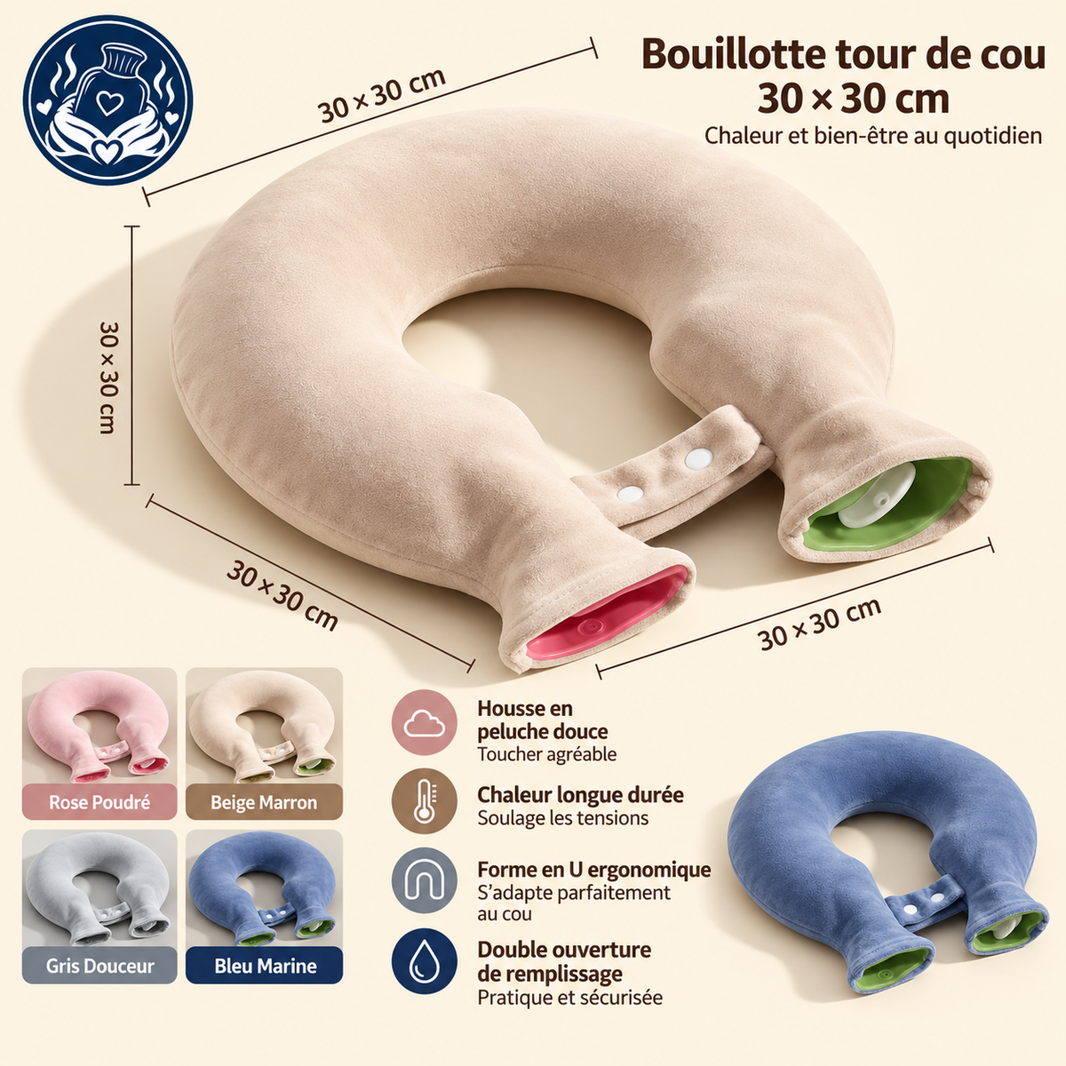 Bouillotte Cervicale Tour de Cou U-Shape Chauffante