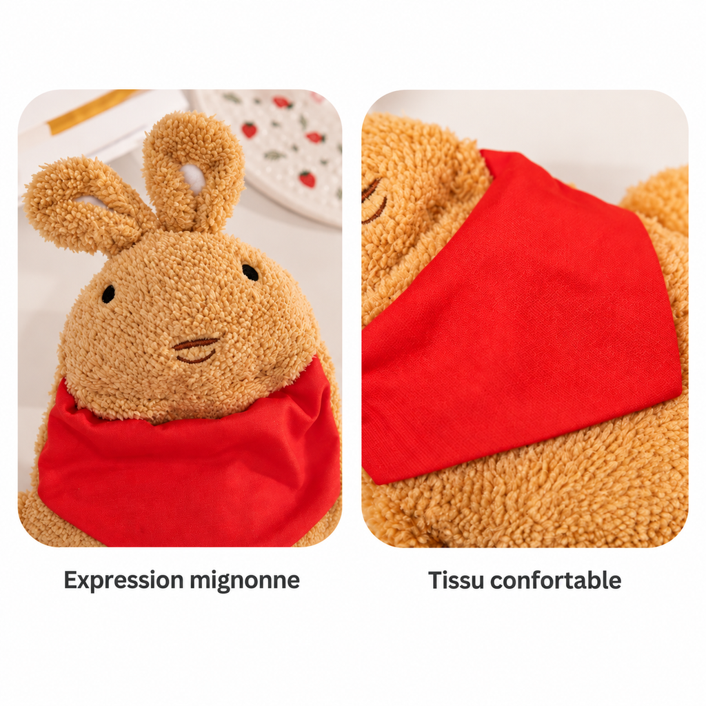 Bouillotte Peluche Chauffe-Mains Animaux Écharpe 1000ml