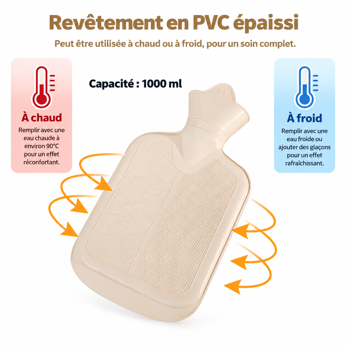 Bouillotte Peluche Chauffe-Mains Animaux Écharpe 1000ml