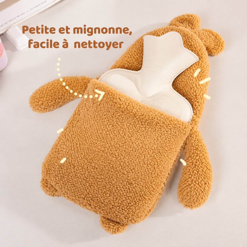 Bouillotte Peluche Chauffe-Mains Animaux Écharpe 1000ml
