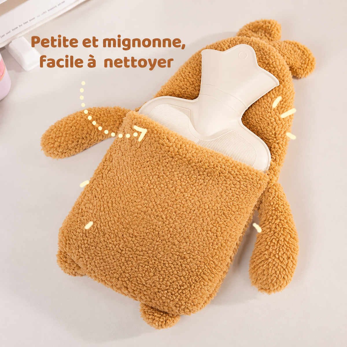 Bouillotte Peluche Chauffe-Mains Animaux Écharpe 1000ml