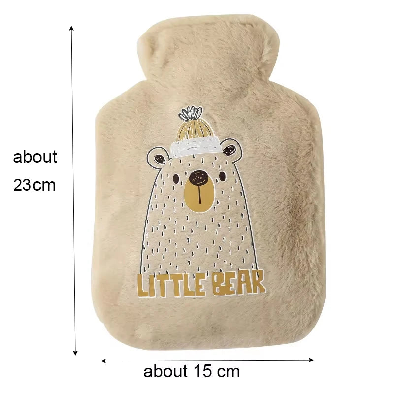 Bouillotte à Eau 500ml Housse Peluche Motifs Kawaii