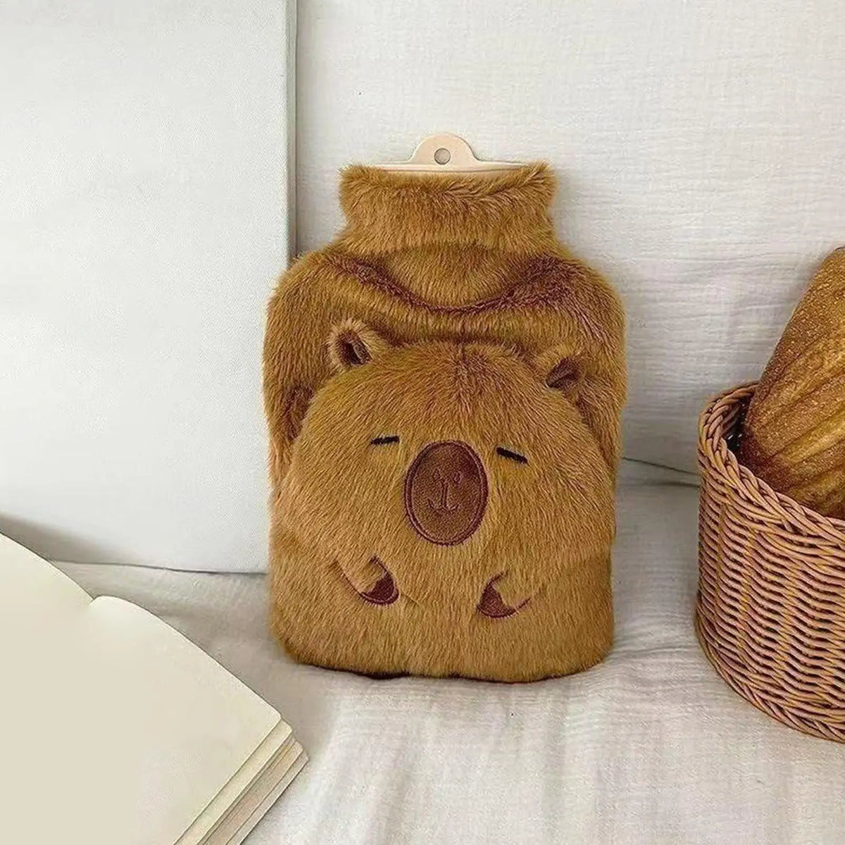 Bouillotte à Eau 1L Capybara avec Poche Chauffe-Mains